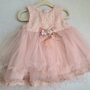 Girls Formal Pink Lace & Tulle Dress